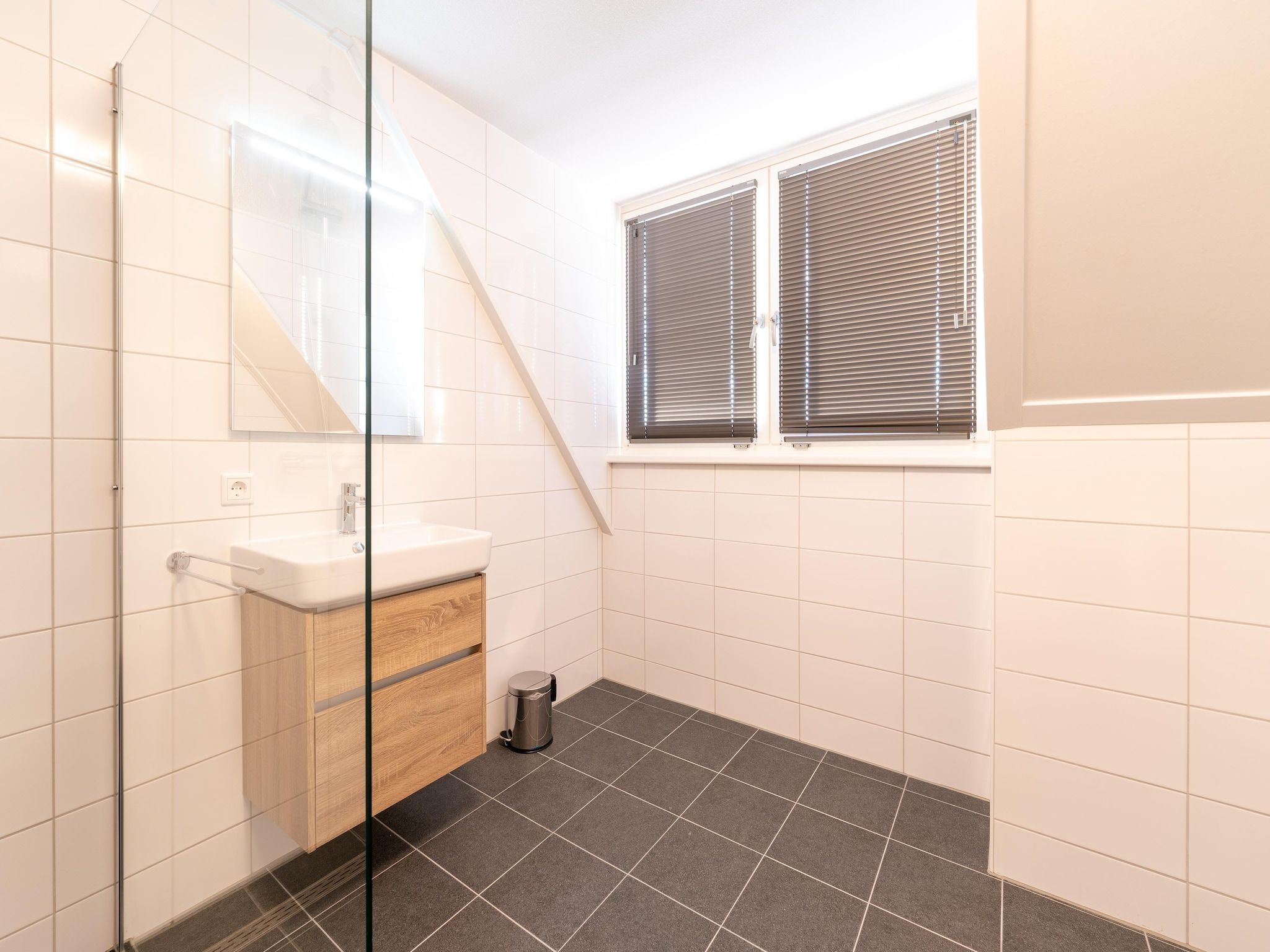 De badkamer van De Ooievaar Huis NR 23 in Scherpenisse