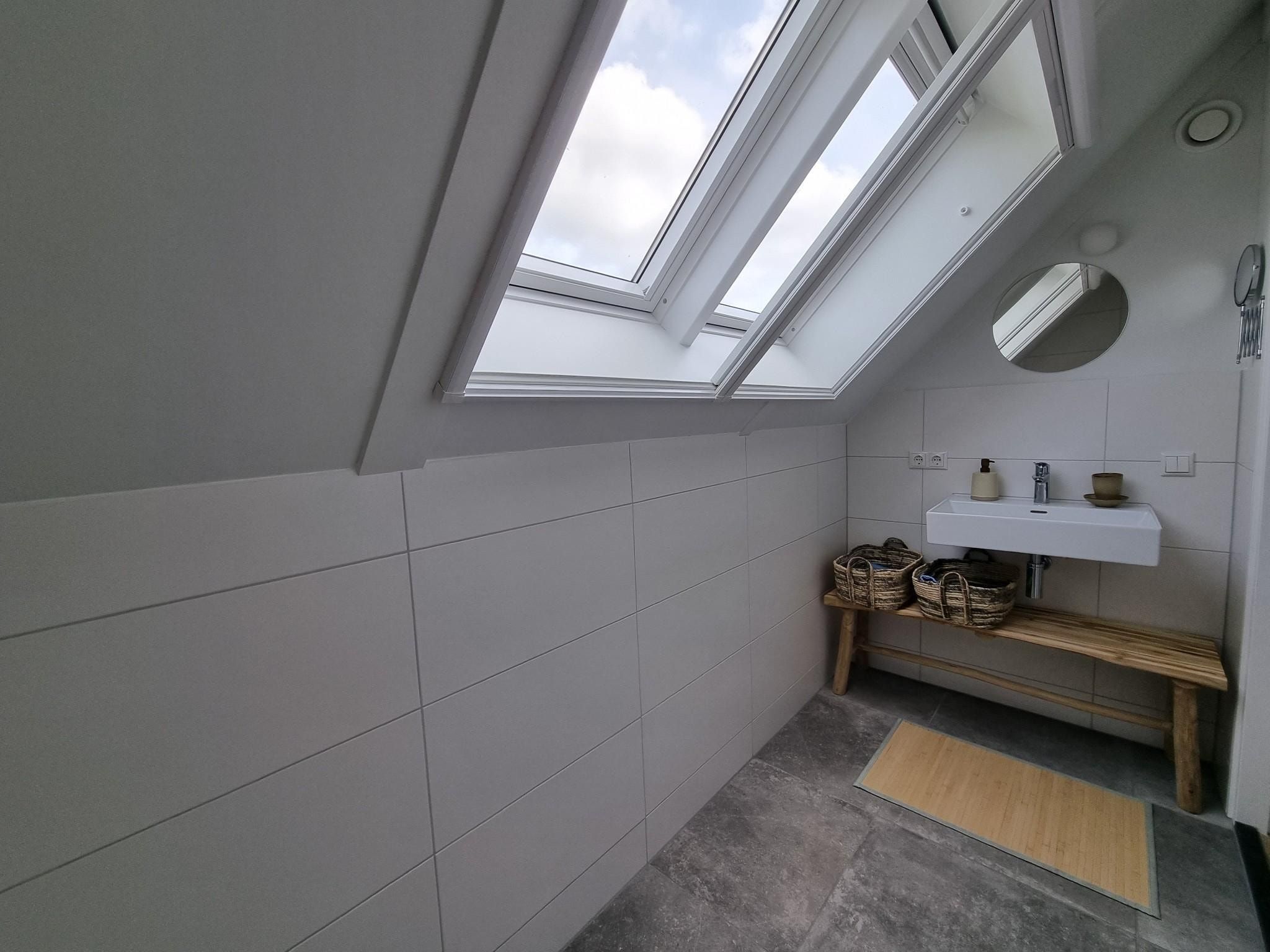 De badkamer van Watervilla Fiiftjin in Balk