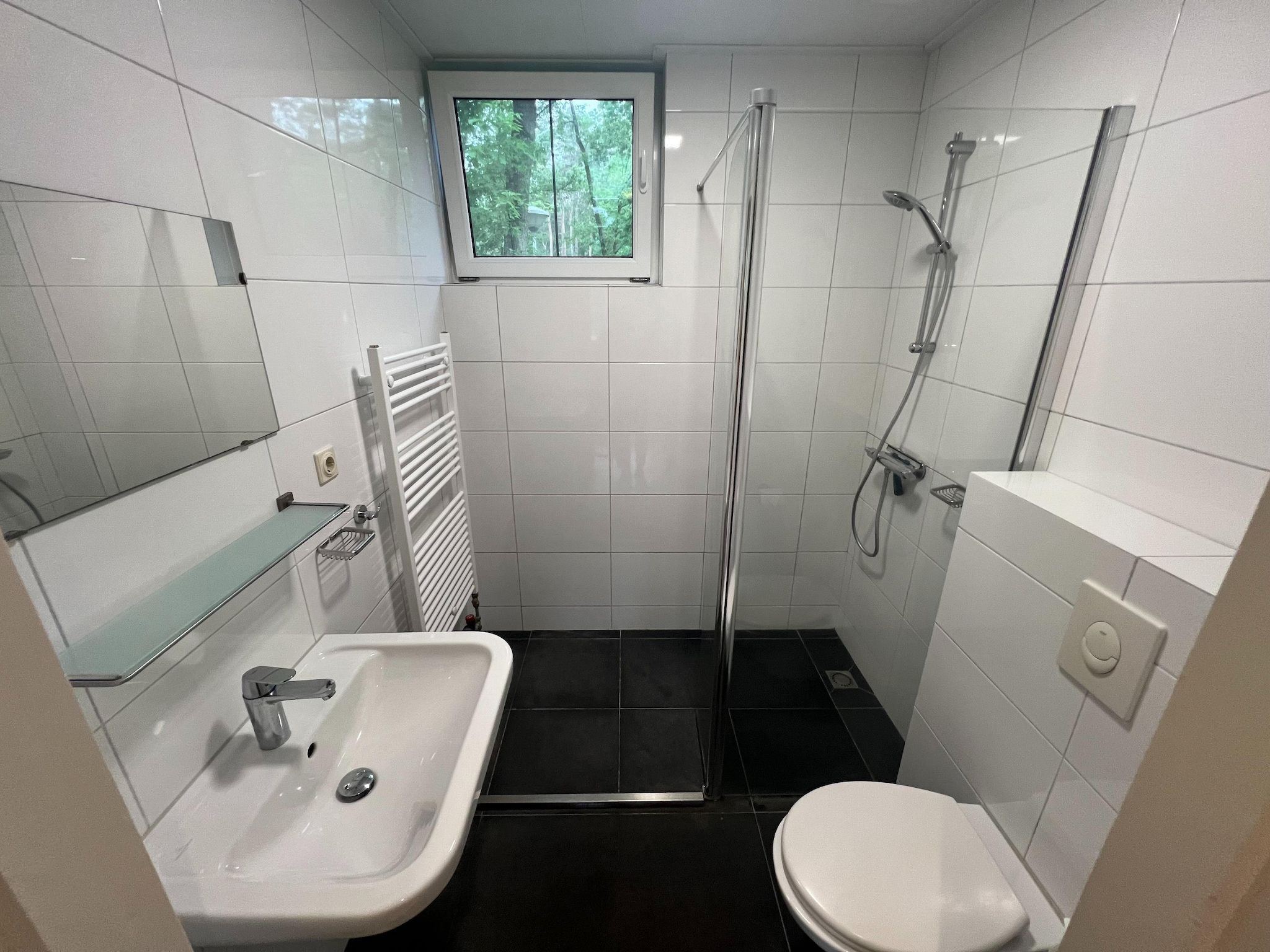 De badkamer van Combi bungalow Vosseven 84 & 85 in Stramproy