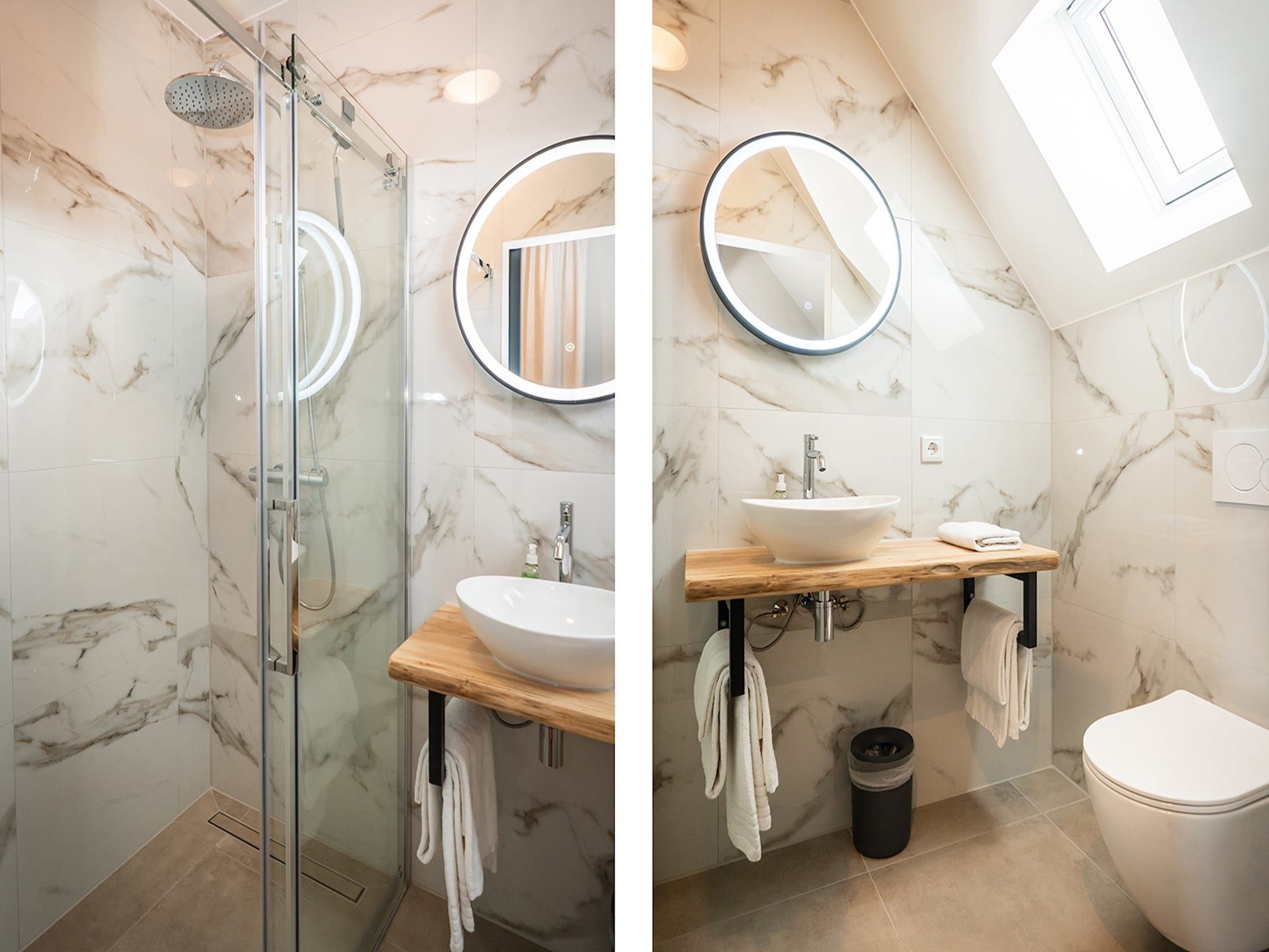 De badkamer van Vakantiepark 't Eibernest Texel 8 in De Cocksdorp