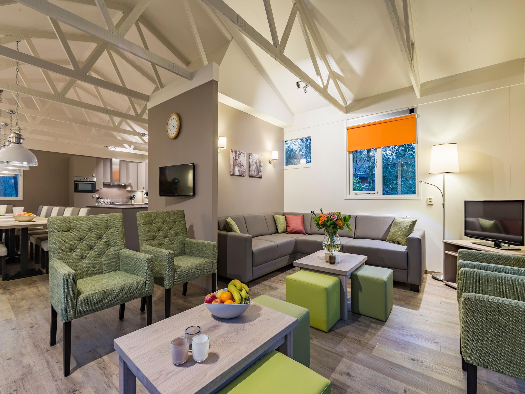 De woonkamer van Parc Heihaas 1 in Putten