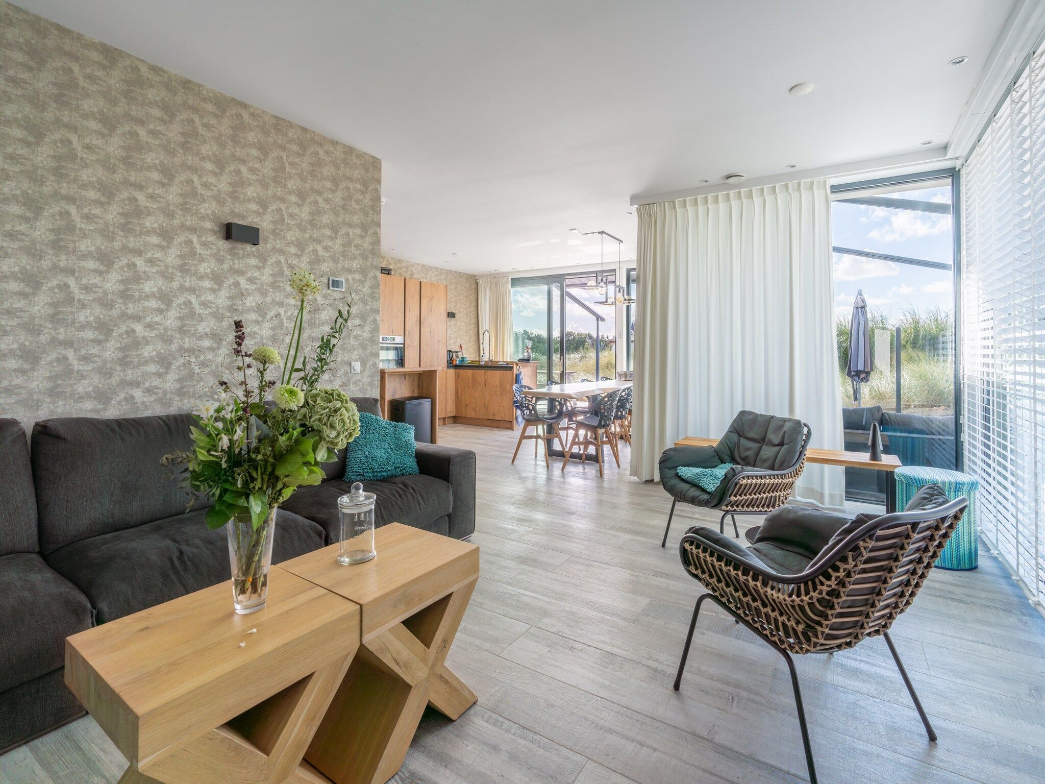 De woonkamer van Strandvilla Hygge in Den Burg