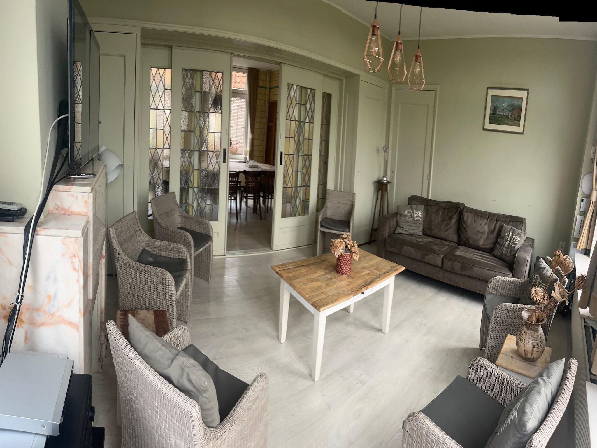 De woonkamer van De Biezenpolder 't Groothuus in Eede