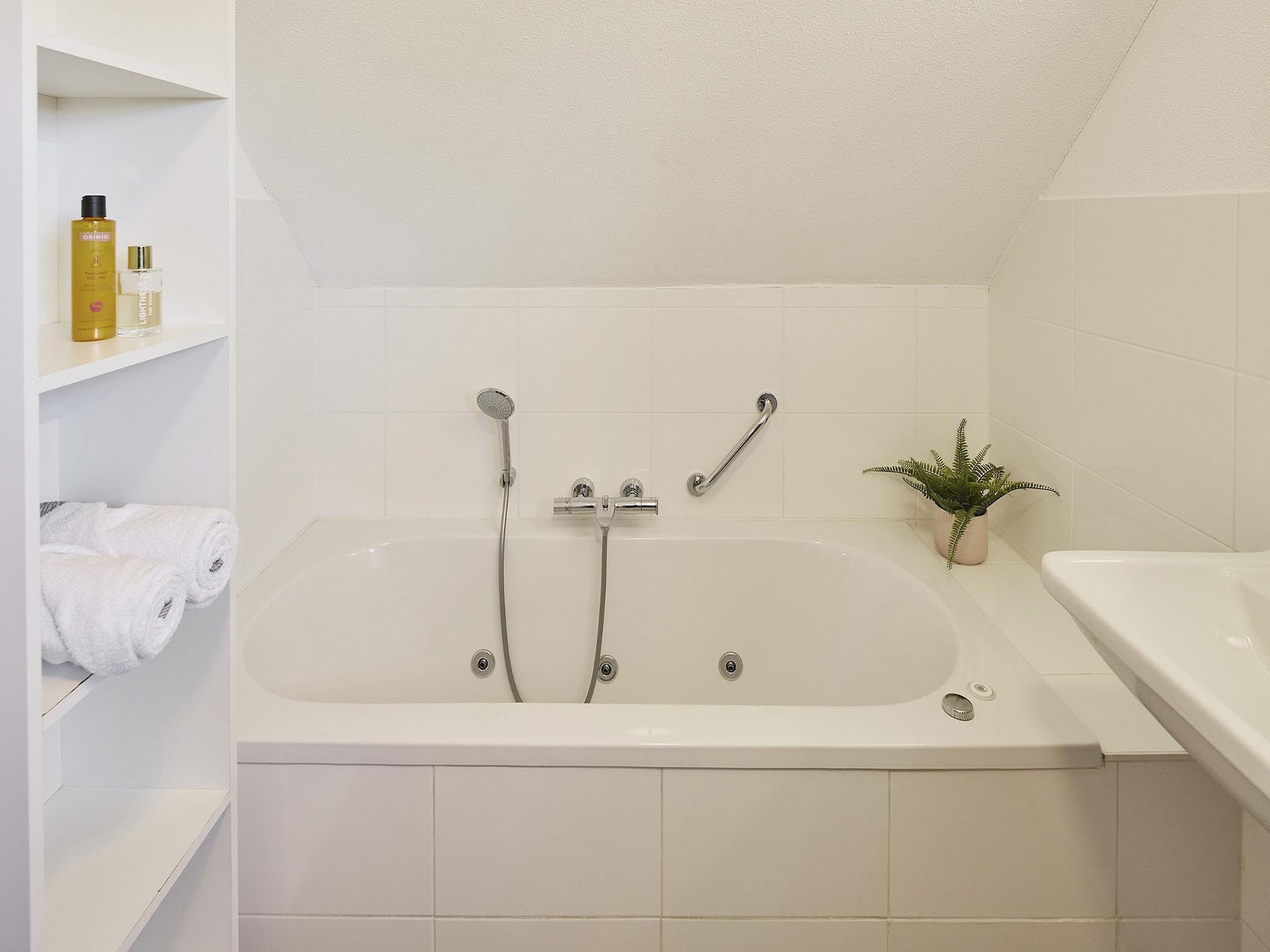 De badkamer van Buitenhof De Leistert 11 in Roggel