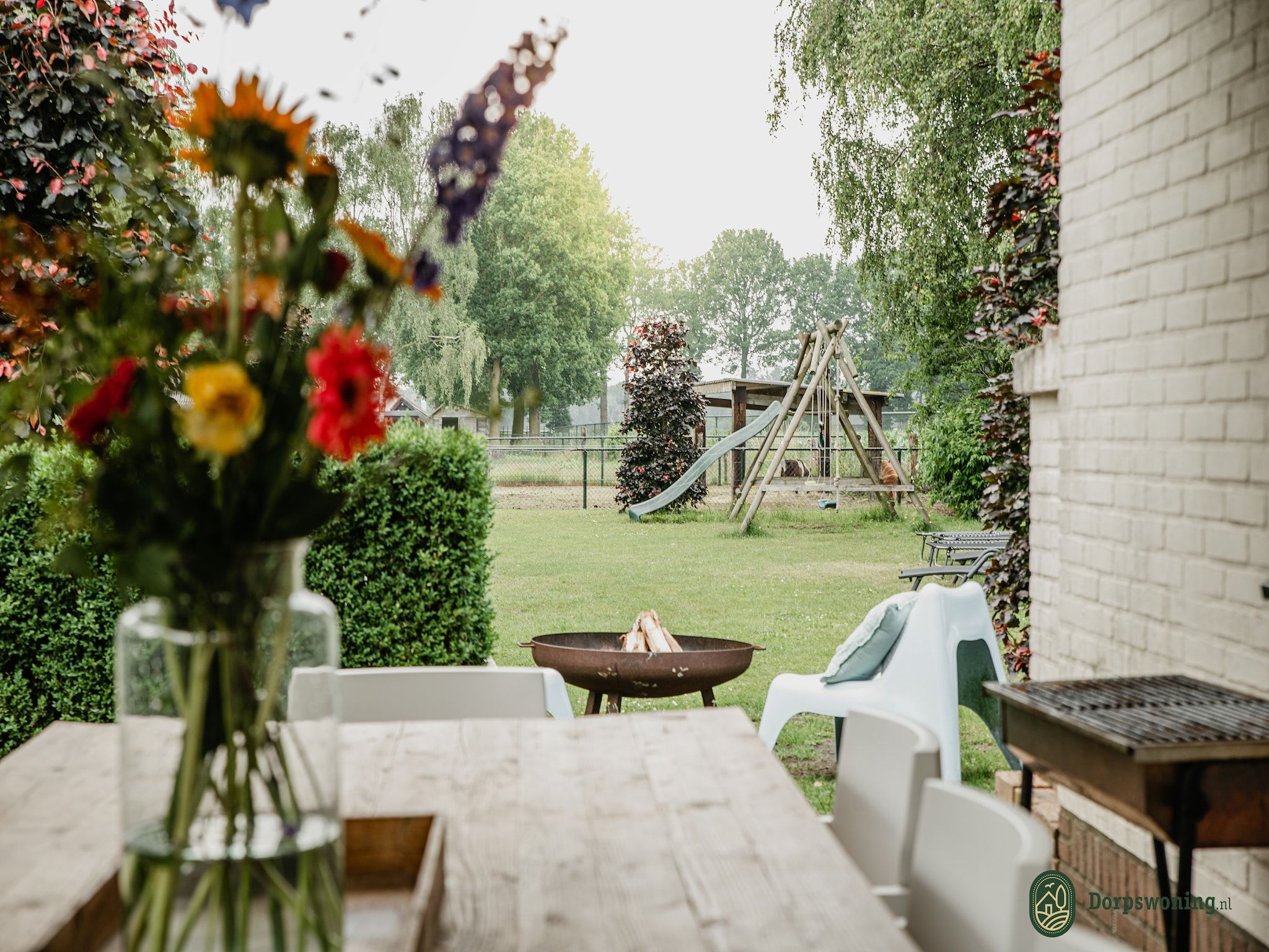 De tuin van Dorpswoning Het Landelijke in Leende