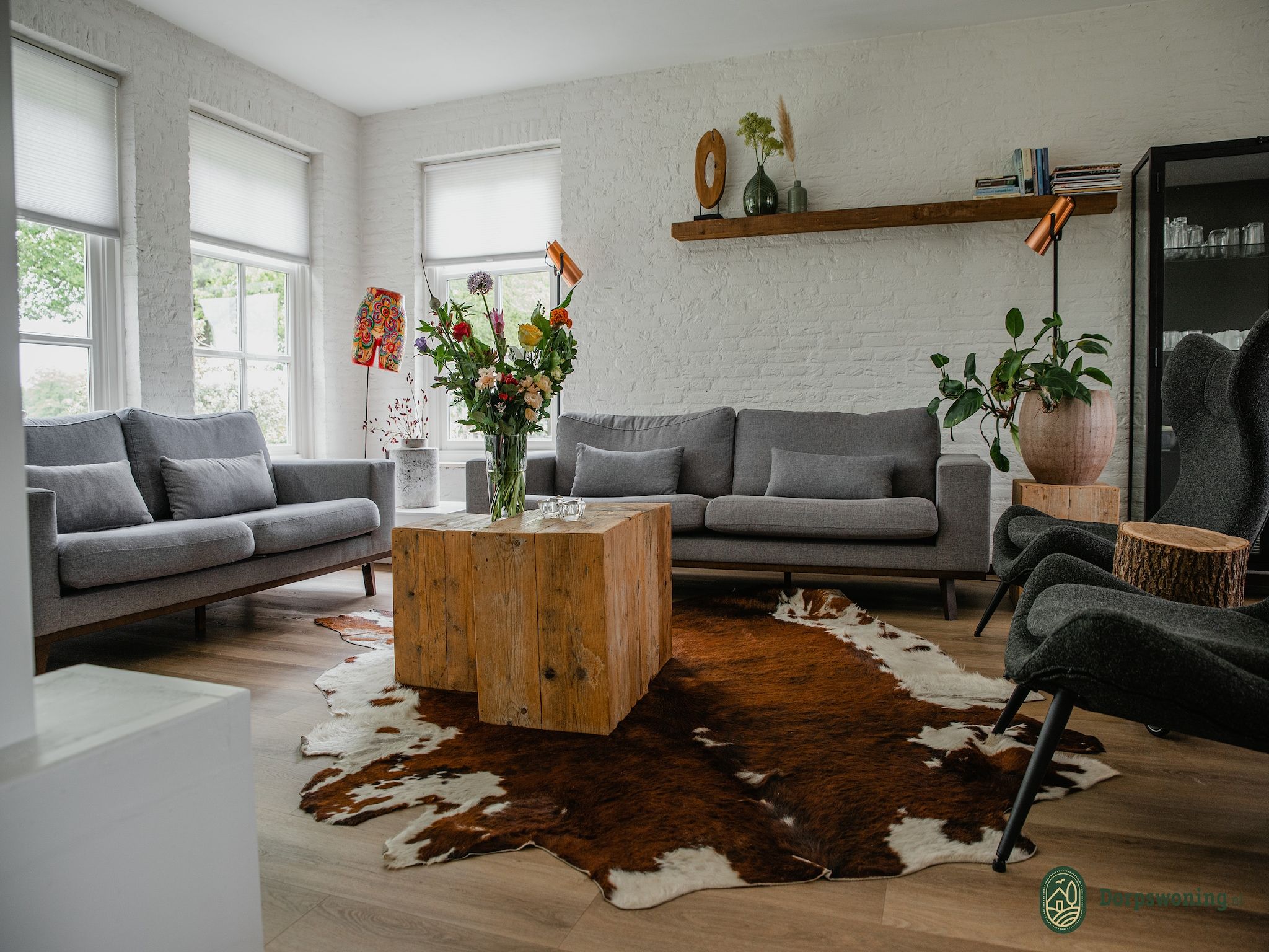 De woonkamer van Dorpswoning De Plek in Leende