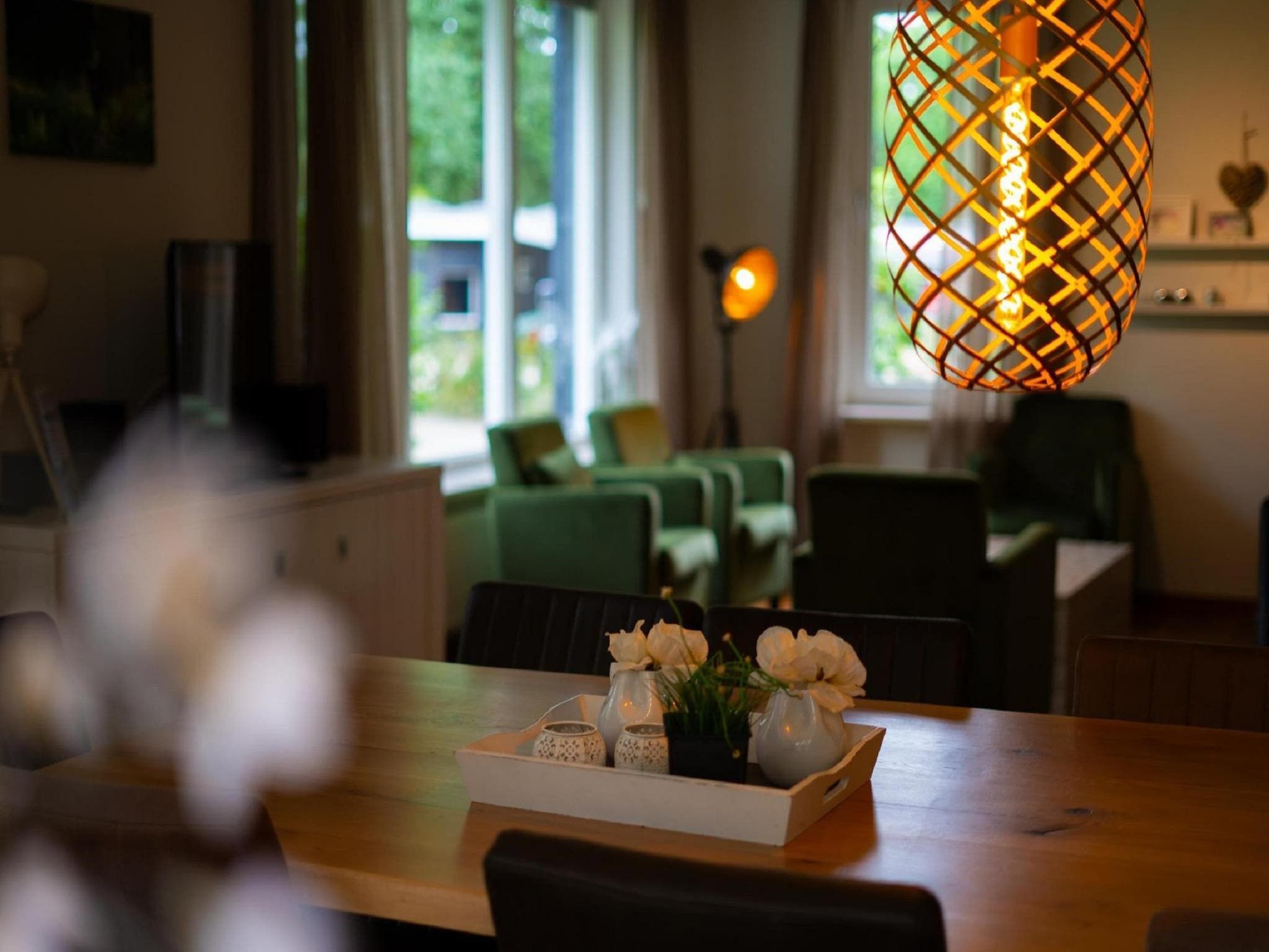 De woonkamer van Vakantiepark De Rimboe & De Woeste Hoogte 2 in Hoenderloo